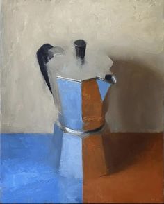 a painting of a coffee pot on a table