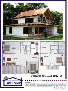 the floor plan for a small house with two levels and one level on each side