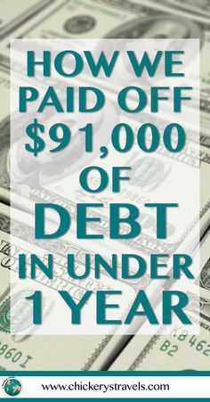 stacks of money with the words how we paid off $ 9, 000 of debt in under 1 year