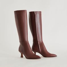 Auggie Boots | Chocolate Leather Boots by Dolce Vita Wide Leg Boots, Chocolate Boots, Extra Wide Calf Boots, Brown Knee High Boots, Chocolate Leather, Tall Boot, Wide Calf Boots, Sweater Dresses, Dolce Vita Shoes