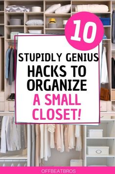 An organized closet is an absolute must to have an organized home and an organized life. Fortunately, these closet organization ideas will help you get an organized closet easy and fast. Check them out today. #closetorganizationideas #closetorganization #organizedcloset #offbeatbros #organizationhacks #smallclosethacks Small Closet Apartment Organizing Ideas, Diy Easy Closet Organization, Closet Organization Ideas For Apartments, Organization Ideas For Bedroom Closet, Closet Organization For Small Closets, Small Closets Organization, Closet Organization Ideas Dollar Tree, Basement Closet Organization Ideas, Organization Ideas For Closet