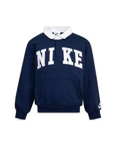 Nike Boys' Nike Sportswear Club French Terry Long Sleeved Polo Sweatshirt - Little Kid Word Mark Logo, Nike Boys, Nike Sweatshirt, Polo Sweatshirt, Nike Boy, Nike Sweatshirts, Boys Nike, Midnight Navy, Nike Sportswear