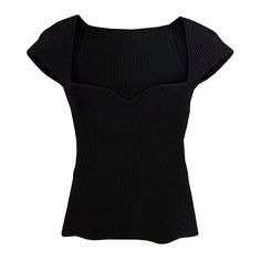 image_0 Chic Ribbed Fitted Top, Fitted Black V-neck Knit Top, Fitted Black Ribbed Knit Top, Elegant Ribbed Summer Tops, Chic Fitted Solid Color T-shirt, Trendy Black Short Sleeve Knit Top, Chic Solid Fitted T-shirt, Black Ribbed Fitted T-shirt, Fitted Black Top For Spring