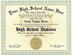 an award certificate for high school diploma