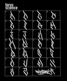 a black and white poster with the words torus science written in cursive writing