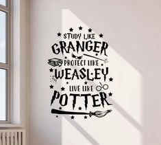 a harry potter quote wall sticker in the corner of a room