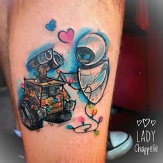 Disney Watercolour, Walle And Eve, Disney Watercolor Tattoo, Moana Tattoos, Disney Couple Tattoos, Matching Tattoos For Couples