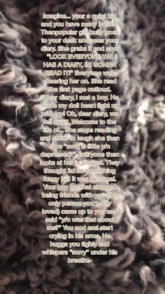 the back side of an animal's fur with words written in white on it