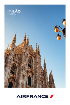 an airfrance advertisement is shown in front of a cathedral