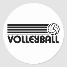 volleyball sticker with the word volleyball in black on a white round background that says volleyball