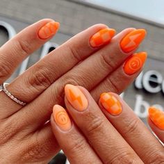 Orange Nail Designs, Nails Trend, Hippie Nails, Cute Simple Nails, Summery Nails, Cute Gel Nails, Bright Nails, Orange Nails