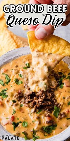 ground beef queso Queso Meat Dip, Cheese And Ground Beef Dip, Hamburger Meat Appetizers, Cheese And Meat Dip, Ground Beef Dip Recipes, Hamburger Dip Recipes, Queso Dip With Velveeta, Ground Beef Queso Dip, Ground Beef Queso