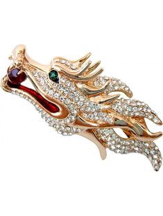 Dragon Brooch,The best gift for yourself or relatives and friends Size:3.0cm X 6.5cm (1.0inch=2.54cm) 1 PCS 8 grams High quality products,Can keep for a long time Wrapping: Gift Box,Wipe Cloth,Yarm Bag Diamond Dragon, Gemstone Brooch, Crystal Dragon, Head Jewelry, Dragon Jewelry, Dragon Head, Bird Jewelry, Brooch Jewelry, Crystal Brooch