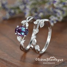 Wedding Rings Engagement Purple, Silver Alexandrite Engagement Ring, Vintage Engagement Bands, Alexandrite Engagement Ring White Gold, Alexandrite Wedding Rings, Alexandrite Ring Silver, Alexandrite Engagement Ring Silver, Fantasy Engagement Rings, Alexandrite Ring Engagement