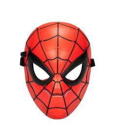 a red spider man mask with black eyes