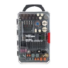 an assortment of tools in a clear case