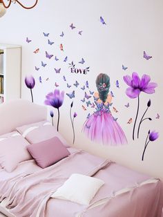 Multicolor  Collar  PVC Figure Wall Stickers Embellished   Home Decor Stickers For Room Wall, Best Wall Stickers For Bedroom, Cute Wall Stickers Decor, Wall Art Stickers Bedroom, Butterfly Wall Stickers Ideas, Wall Design Stickers, Bedroom Stickers Wall, Wall Painting Ideas Butterfly, Butterflies On Wall Decor