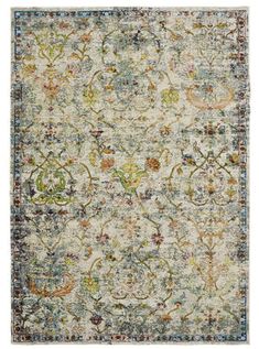 an area rug with various colors and patterns