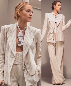 Blake Lively In Suits, Dandy Style Women Outfits, Grooms Woman, Blake Lively Suit, Blake Lively Outfits, James Bond Outfits, Bond Outfits, Emily Nelson, Blake Lively Style