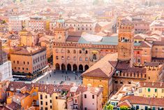 an aerial view of old buildings in the city