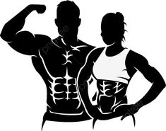 an image of a man and woman flexing their muscles with the arms behind them