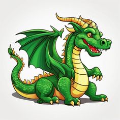 a cartoon green dragon sitting on the ground