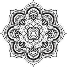 an intricate black and white flower design