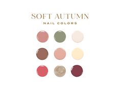 This PDF guide was created as a comprehensive list of all nail colors falling within the Soft Autumn Color Season in color typing. These colors have been carefully matched and ensure that you will choose a nail color that complements the rest of your look.  - GUIDE INCLUDES: 1. Colors listed by brand. Brands include: Essie, Essie Gel Couture, Essie Expressie, OPI Infinite Shine & Regular, OPI Gel, OPI Nature Strong, Olive & June, Pacifica, Nailtopia, Zoya, Sally Hansen Insta Dri and Sally Hansen Miracle Gel  2. Guides include over 100+ carefully selected and color matched shades.  2. Looking for a brand not listed? Send us a message and we will track down the coordinating colors for you!  This item is a digital download. After purchase, you will be able to download right away. No palettes Autumn Color Palette Nail Polish, Gel Couture Essie, Gel Opi, Soft Autumn Makeup, Best Nail Polish Colors, Soft Autumn Palette, Light Autumn, Olive June, Soft Autumn Color Palette