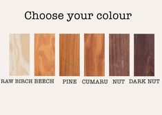 the different colors of wood are shown in this graphic style, including brown, white, and black