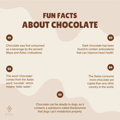 Chocolate Slogans, Baking Knowledge, Chocolate Facts, Chocolate Activities, Cooking Knowledge, Chemistry Poster, Chocolate Names, Sweet Captions, Chemistry Posters