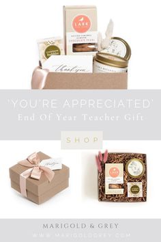 an open gift box with the words, you're appreciated end of year teacher gift shop