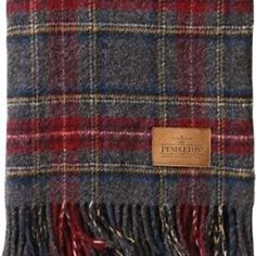 A Handsome And Sometimes Hard-To-Find Pendleton Charcoal Stewart Motor Robe. This Tartan Plaid Throw/Blanket Has A Convenient Leather Carrier. Plaids In Red And Gray Color The 50 X 66-Inch Packable Throw With A Pendleton Leather Patch In One Corner. A Nice Touch. A 3-Inch Self-Fringe Finishes The Edges On This 100% Soft Wool Throw. Can Be Used Inside Or Outside For Picnics, At Home On The Sofa, Or A Leg Warmer For The Stadium. Great Holiday Gift. Made In The Pendleton Tradition Of Excellence. Recycled Wool Sweater Blanket, Wool Blanket Men, Wildwood Plaid Blanket, Wool Blanket Edging, Wool Blanket Pendleton, Tartan Plaid Furniture, Wool Blanket Christmas Trees, Wool Blanket Stitch, Pillows Made From Wool Blankets