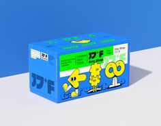 a blue box with yellow cartoon characters on it and the word'72f'written in large letters