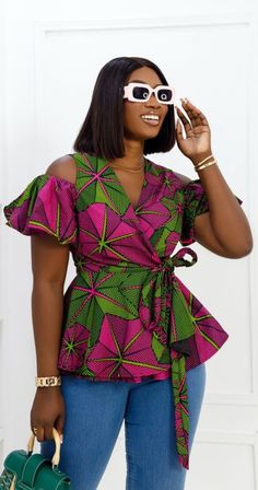 Ankara Top Styles, African Tops For Women, Ankara Blouse, African Blouses, Ankara Tops, African Tops, African Print Tops, Afrikaanse Mode, African Fashion Ankara