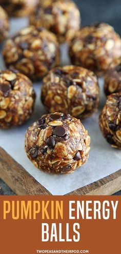 chocolate and oatmeal energy bites on a cutting board