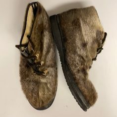 Vintage Capitol Brand Fur Boots, Made In Canada. Some Wear Can Be Seen On The Heels On The Bottom. 12 Inches Long-Seal Skin(?) With Some Rub Spots On The Fur (Please See Last Images). Fur Ankle Boots, Shoes Vintage, Fur Boots, Vintage Shoes, Black And Brown, Men's Shoes, Shoe Boots, Ankle Boots, Man Shop