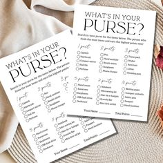 what's in your purse? printables on top of a plate with autumn leaves