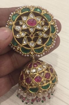 Buttalu Models, Navratna Jewellery, Jhumkas Gold, Jadau Earrings, Kundan Studs, Customised Jewellery, Vintage Indian Jewelry