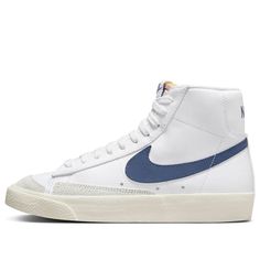 (WMNS) Nike Blazer Mid '77 'Diffused Blue' CZ1055-125 Cute Fits With Nike Blazers, Cute Blazers Nike, Nike Blazer Shoes Outfit, Nike Blazer Mid 77 Orange, Cute Nike Blazers, Blazer Shoes Outfit, Nike Blazer Blue, Nike Blazer Shoes, Nike Mid Blazer