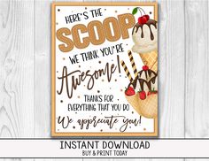 an ice cream sundae with chocolate and cherries on it is featured in this printable