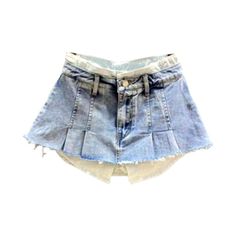 Exposed pocket color denim skort Trendy Bottoms With Built-in Shorts, Denim Skort With Built-in Shorts For Spring, Spring Denim Skort With Built-in Shorts, Trendy Skort With Built-in Shorts For Day Out, Denim Skort With Built-in Shorts For Summer, Trendy Skort With Built-in Shorts, Fitted Jean Shorts With Pockets For Day Out, Trendy High-waisted Jean Shorts With Pockets, Trendy Denim Skort With Built-in Shorts