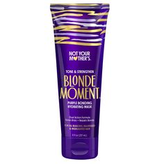 Bring your lightened hair tones back to life with Not Your Mother's Blonde Moment Tone and Repair Purple Mask. This dual-action deep-conditioning purple hair mask neutralizes brassiness in one use while delivering intensive nourishment to dry, damaged hair strands. Formulated with Bonding Technology, this conditioning mask for blondes, lightened brunettes, and gray-haired beauties helps strengthen and reduce hair breakage while helping prevent future hair damage. This purple conditioner mask is Not Your Mothers Hair Products, Products For Damaged Hair, Lightened Hair, Purple Mask, Purple Conditioner, Best Hair Mask, Blonde Moments, Hair Strands, Hair And Makeup Tips