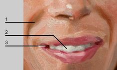 a close up of a person's face with lines on the lip and mouth