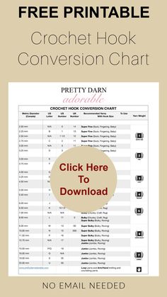 the free printable crochet hook conversion chart