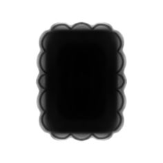 a black square with scalloped edges on a white background