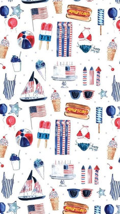 4th of July wallpaper: summer items Memorial Day Screen Savers, Memorial Day Background Wallpapers, Fourth Of July Wallpaper, Layout Aesthetic, Fun Wallpaper, Iphone Layout, App Covers