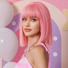 PRICES MAY VARY. 🌸【Material】NAYOO Short Pink Bob Wig is Made of High-Quality Heat Resistant Fiber Hair. Strong Double Machine Weft, Tangle-Free, Sheeding-Free, Silky and Soft. The Magic of a Short Wig is that it can Make You as Different as Makeup. Bob Wig with Bangs Makes You More Cute, Stylish and Glamorous! 🌸【Excellent Wig Quality】We Provide High-Quality Bob Wig with the Natural Color and Good Texture. It Looks Natural, real and Beautiful. The Pink Short Wigs for Women Look Just Like Your R Short Pink Bob, Pink Bob Wig, Short Wigs For Women, Bob Wigs With Bangs, Pink Bob, Straight Bob Wig, Bob Wig With Bangs, Short Straight Bob, Pink Wig