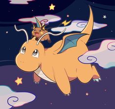 a cartoon character flying through the air on top of a small animal with stars in the background