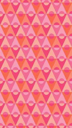 an orange and pink geometric pattern with circles on the bottom, in shades of red