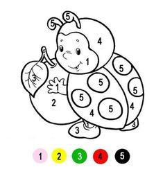 a ladybug coloring page with numbers and colors